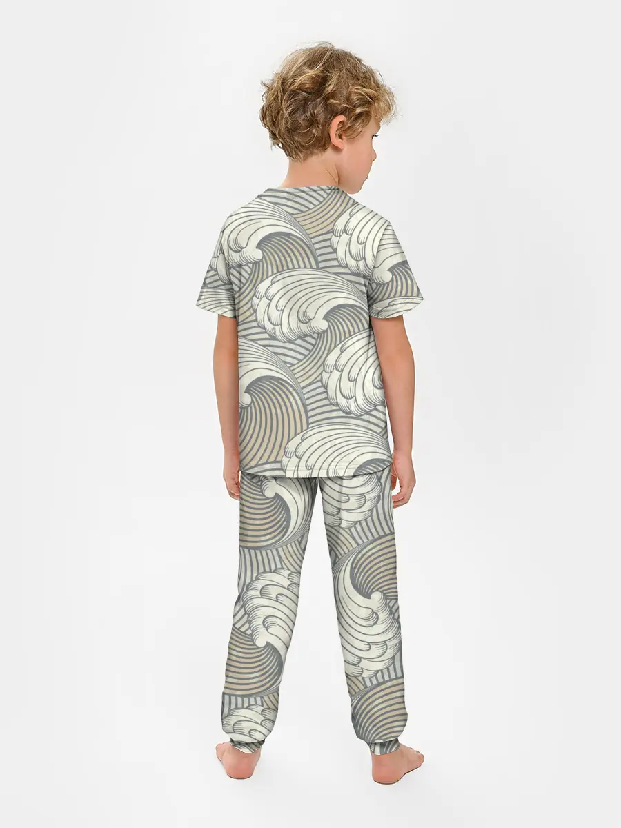 Детская пижама с брюками / Арт волны