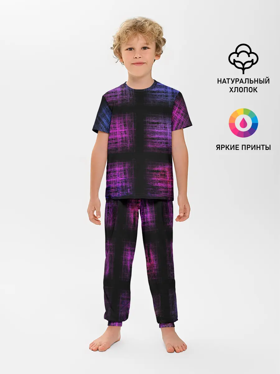 Детская пижама с брюками / Неоновая абстракция