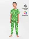 Детская пижама с брюками / Ромашки на зелёном фоне