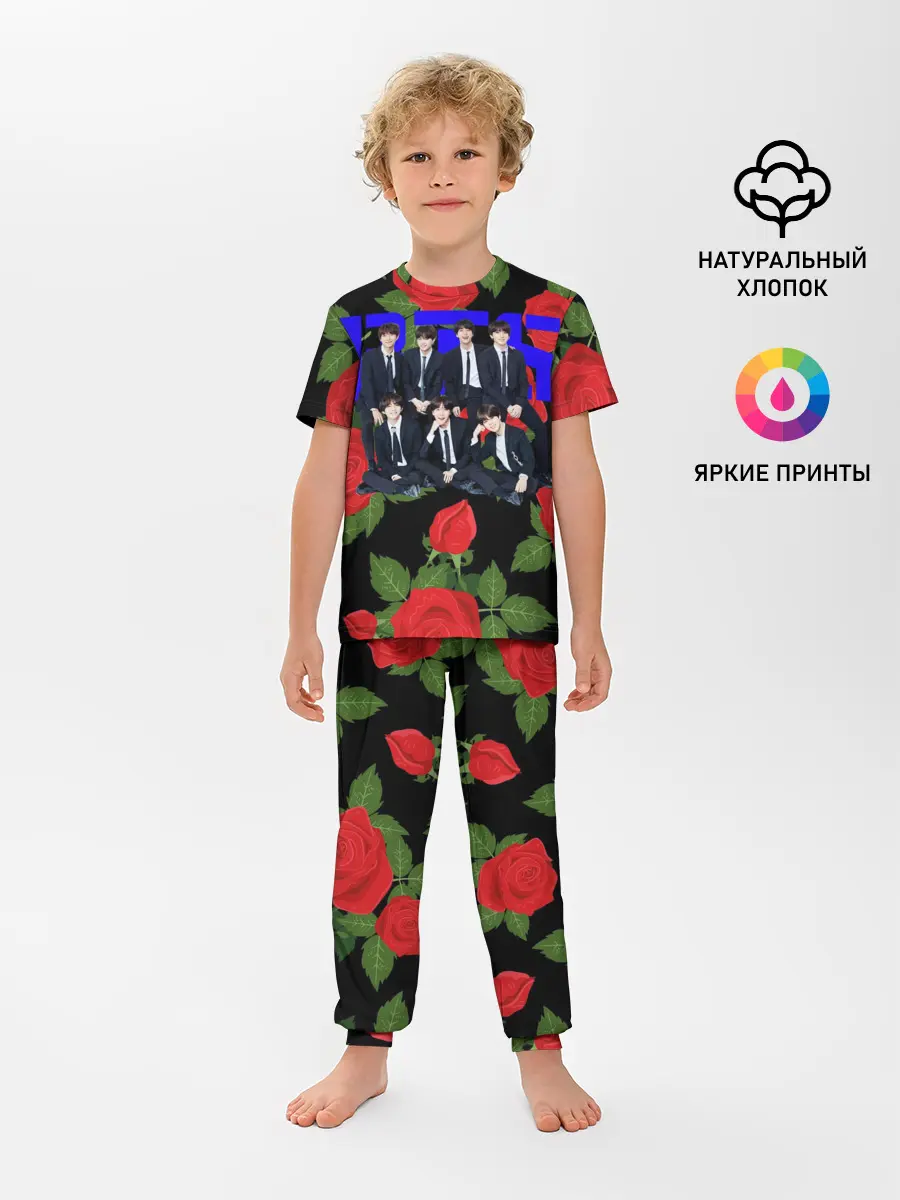 Детская пижама с брюками / BTS Roses | Black
