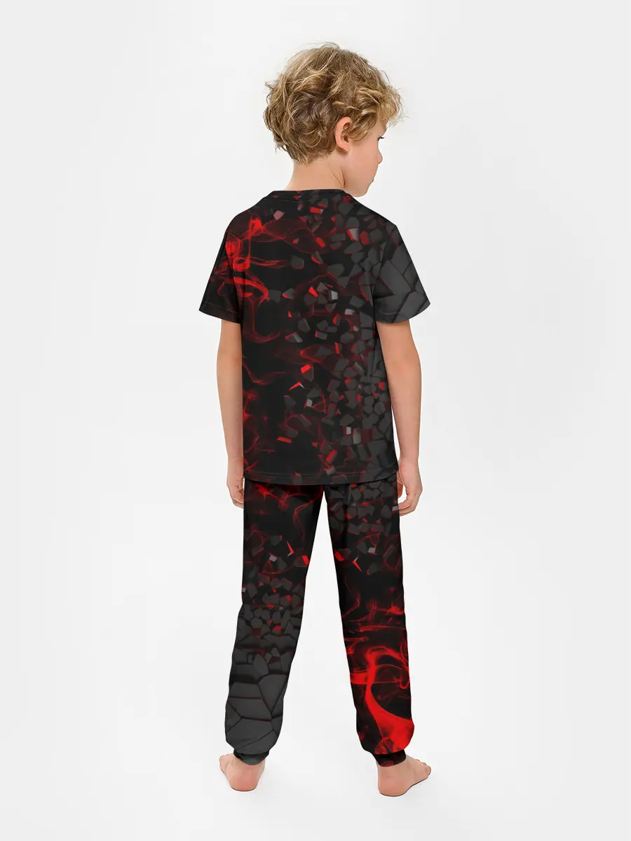 Детская пижама с брюками / 3Д Разлом | 3D Плиты и огонь