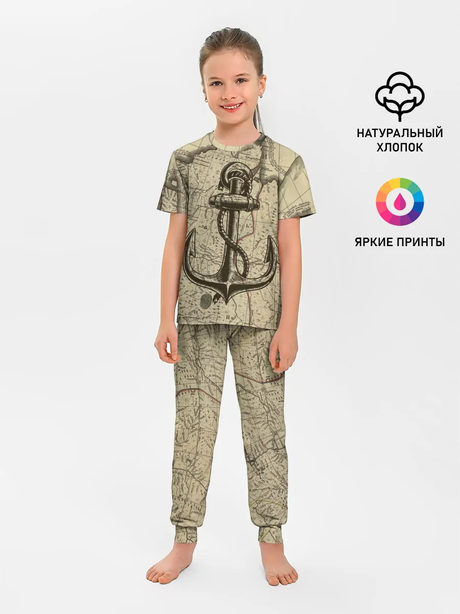 Детская пижама с брюками / Морская Карта