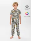 Детская пижама с брюками / желто-серый каменный узор
