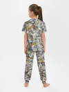 Детская пижама с брюками / желто-серый каменный узор