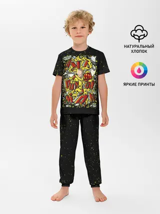 Детская пижама с брюками / Сайта пробивает стену One Punch-Man Детская пижама с брюками / Сайта пробивает стену One Punch-Man