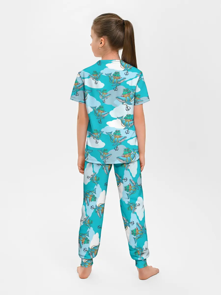 Детская пижама с брюками / Киты и корабль