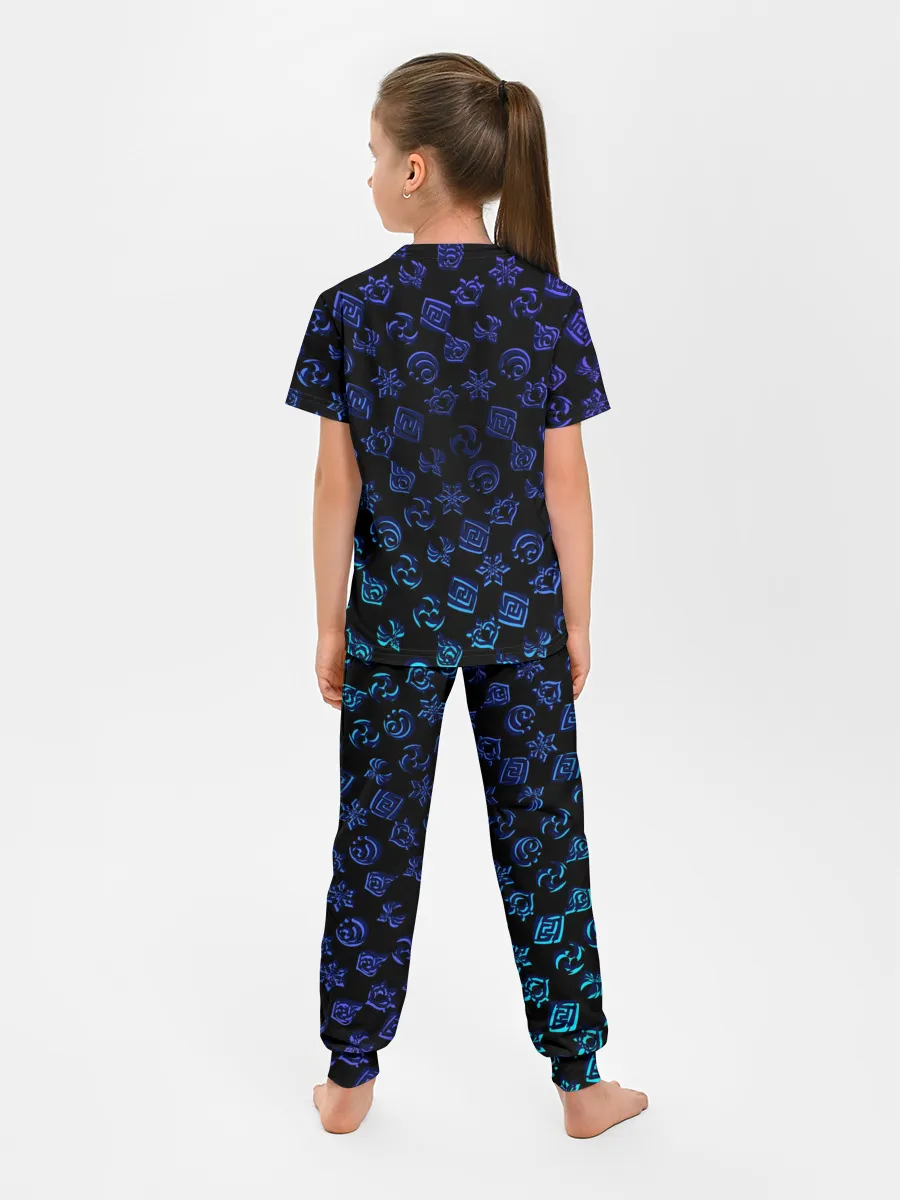 Детская пижама с брюками / Genshin Impact | NEON PATTERN SYMBOL