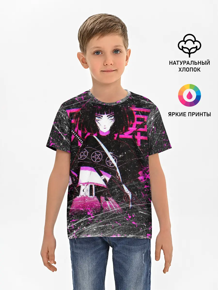 Детская базовая футболка / Vinne Yuna Самурай Киберпанк