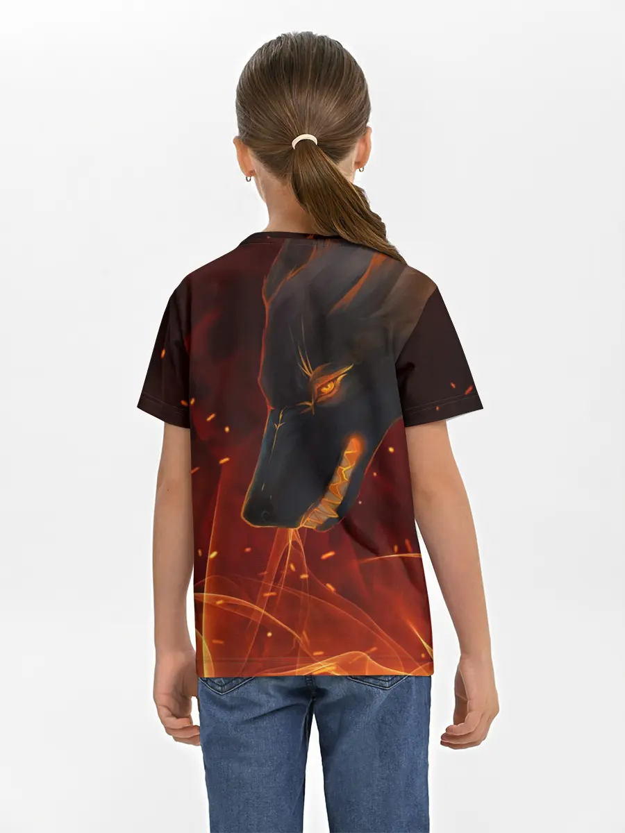 Детская базовая футболка / ОГНЕНЫЙ ВОЛК, 3d