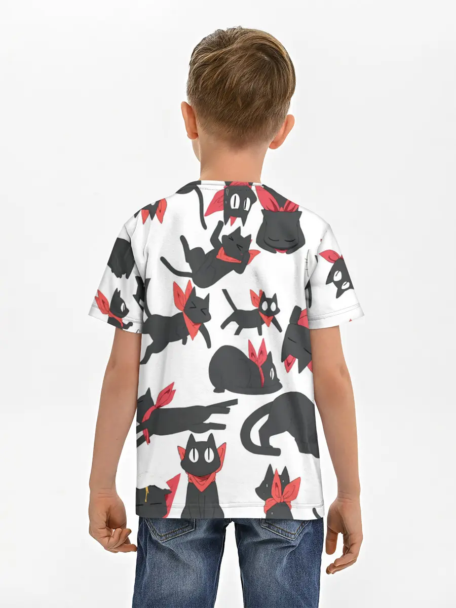 Детская базовая футболка / Черный котик