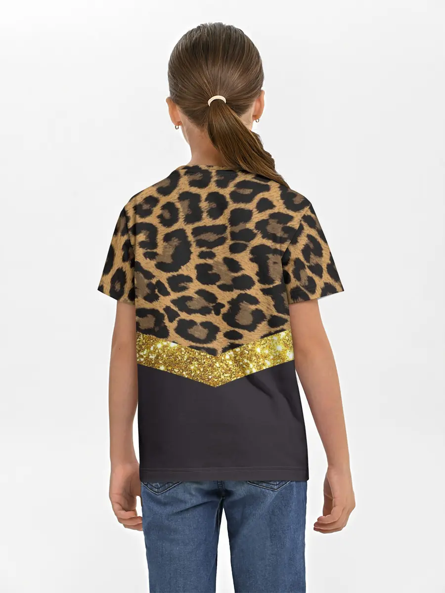 Детская базовая футболка / Леопардовый принт