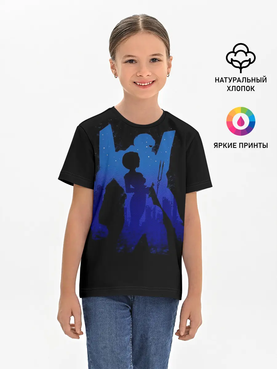 Детская базовая футболка / Боевой робот Евангелион синий