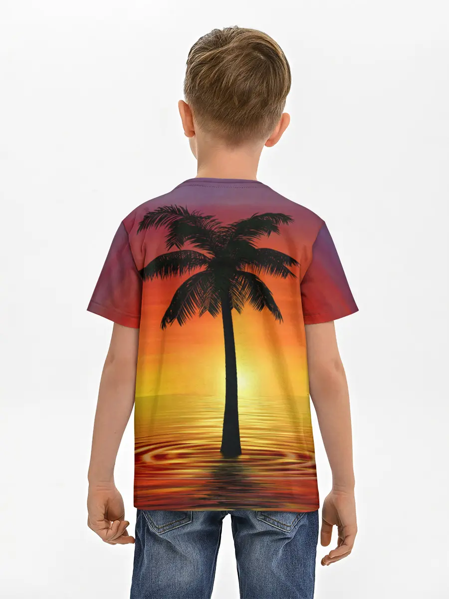 Детская базовая футболка / ТРОПИЧЕСКИЕ ПАЛЬМЫ.