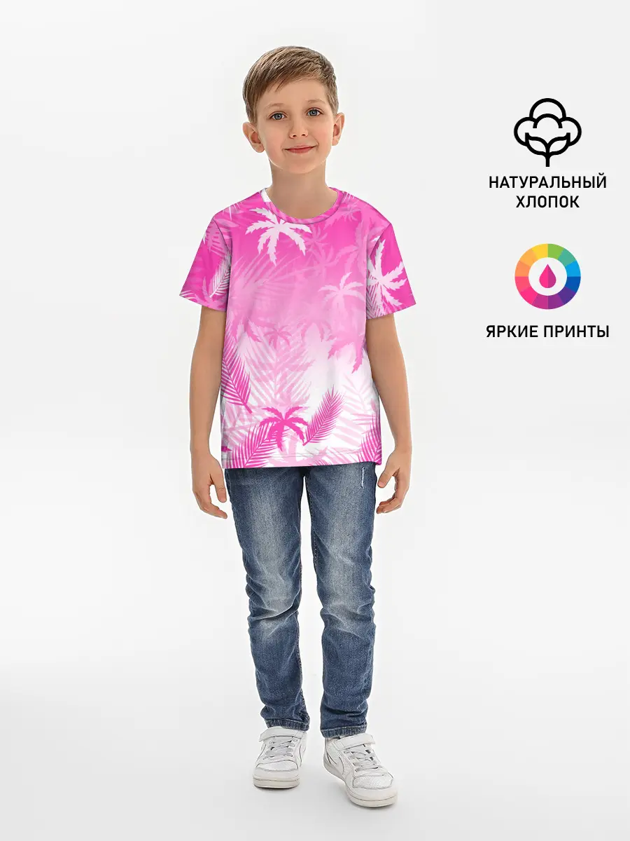 Детская базовая футболка / БЕЛЫЕ ПАЛЬМЫ ПАЛЬМЫ