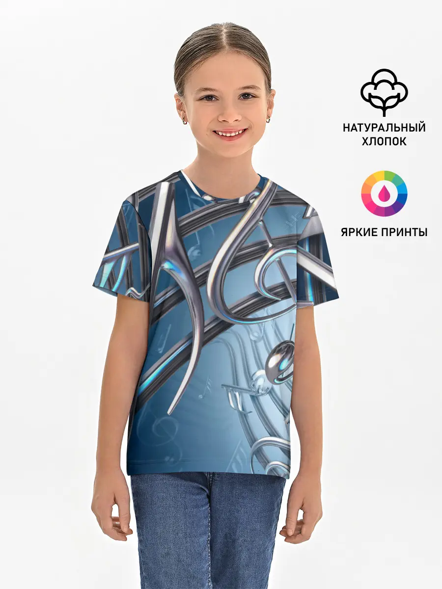 Детская базовая футболка / Металлические ноты