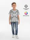 Детская базовая футболка / Черно-белый абстрактный узор.
