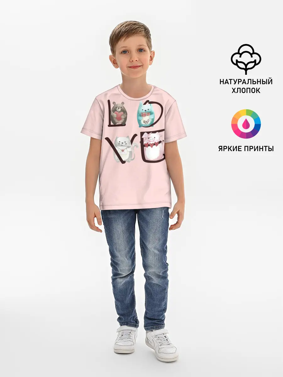 Детская базовая футболка / LOVE зверушки
