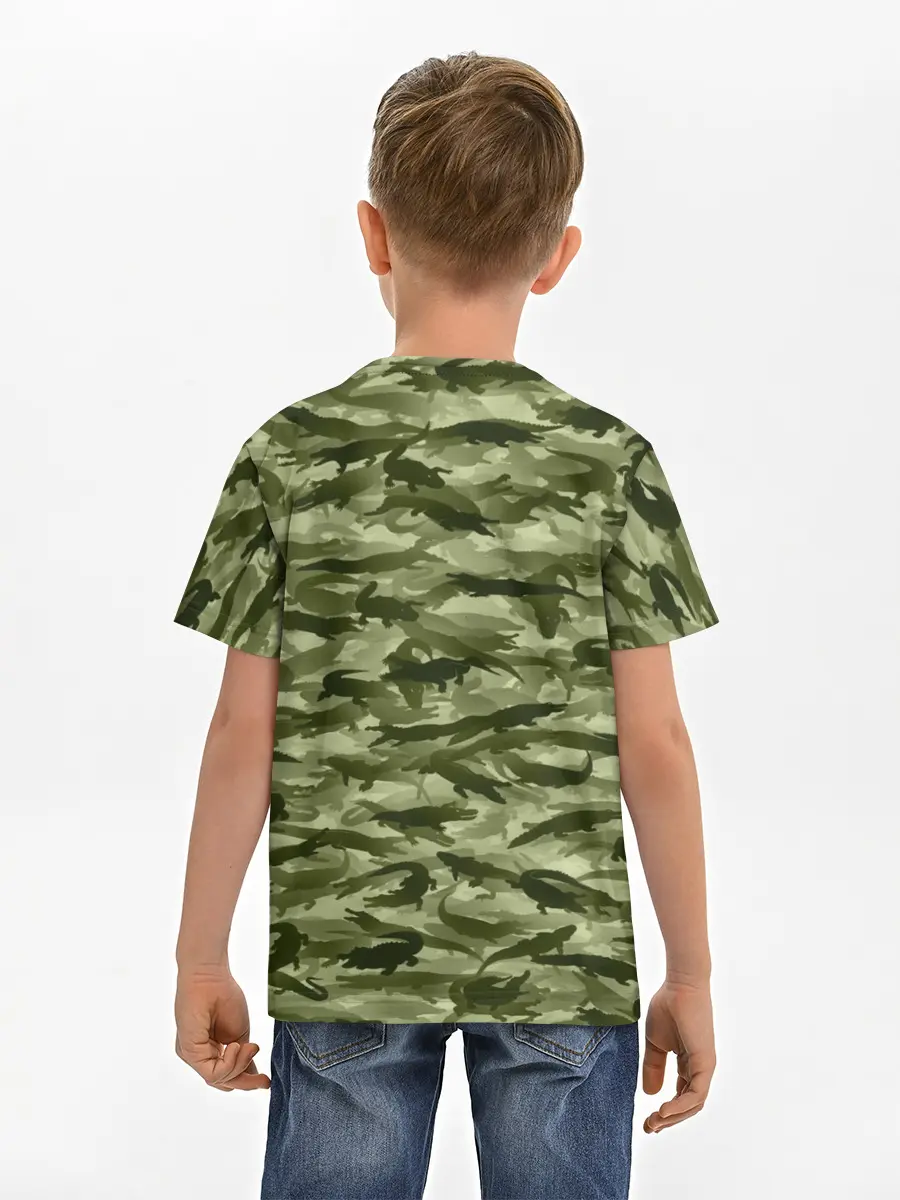 Детская базовая футболка / Камуфляж с крокодилами