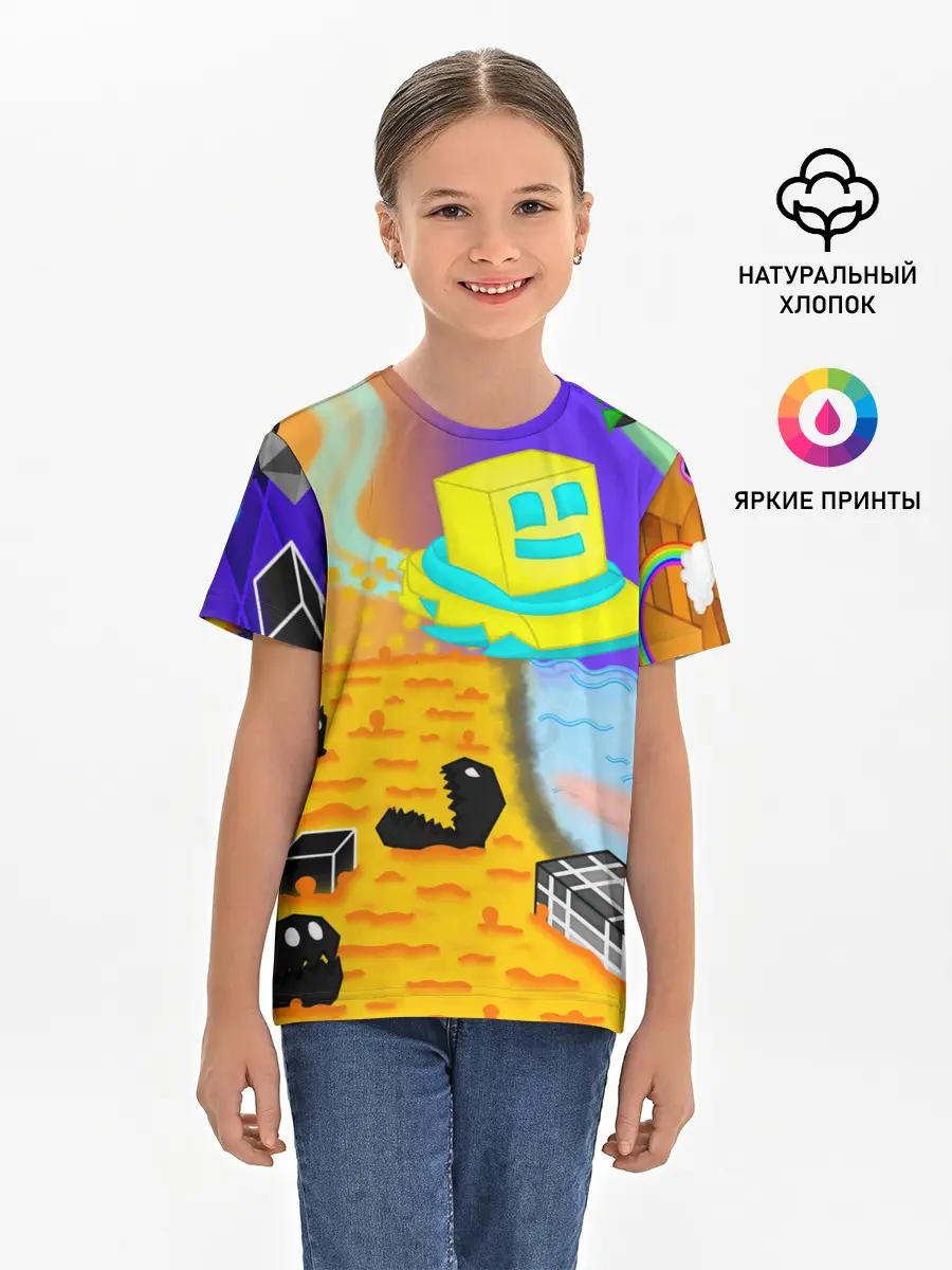 Детская базовая футболка / Geometry Dash | RobTop