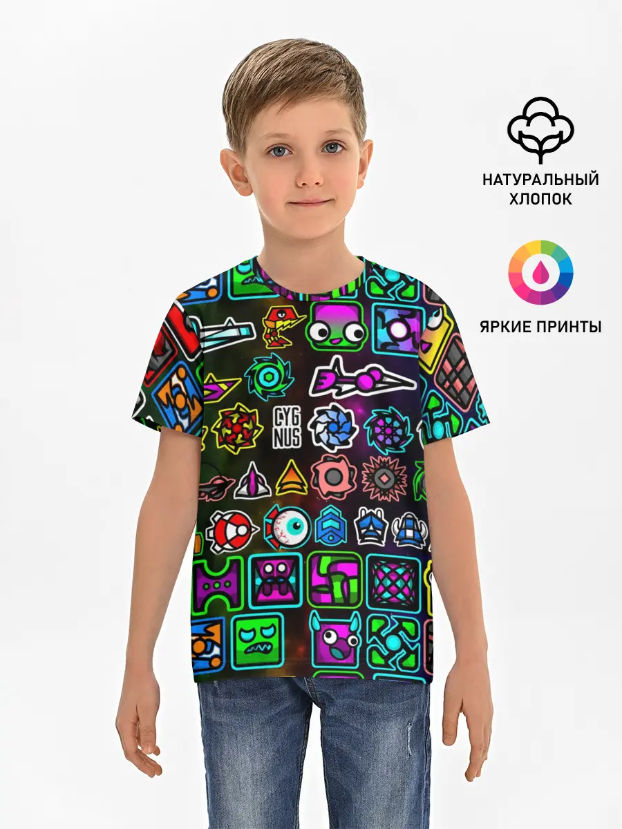 Детская базовая футболка / GEOMETRY DASH ГЕРОИ