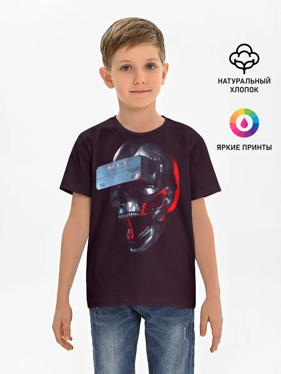 Детская базовая футболка / Череп с VR