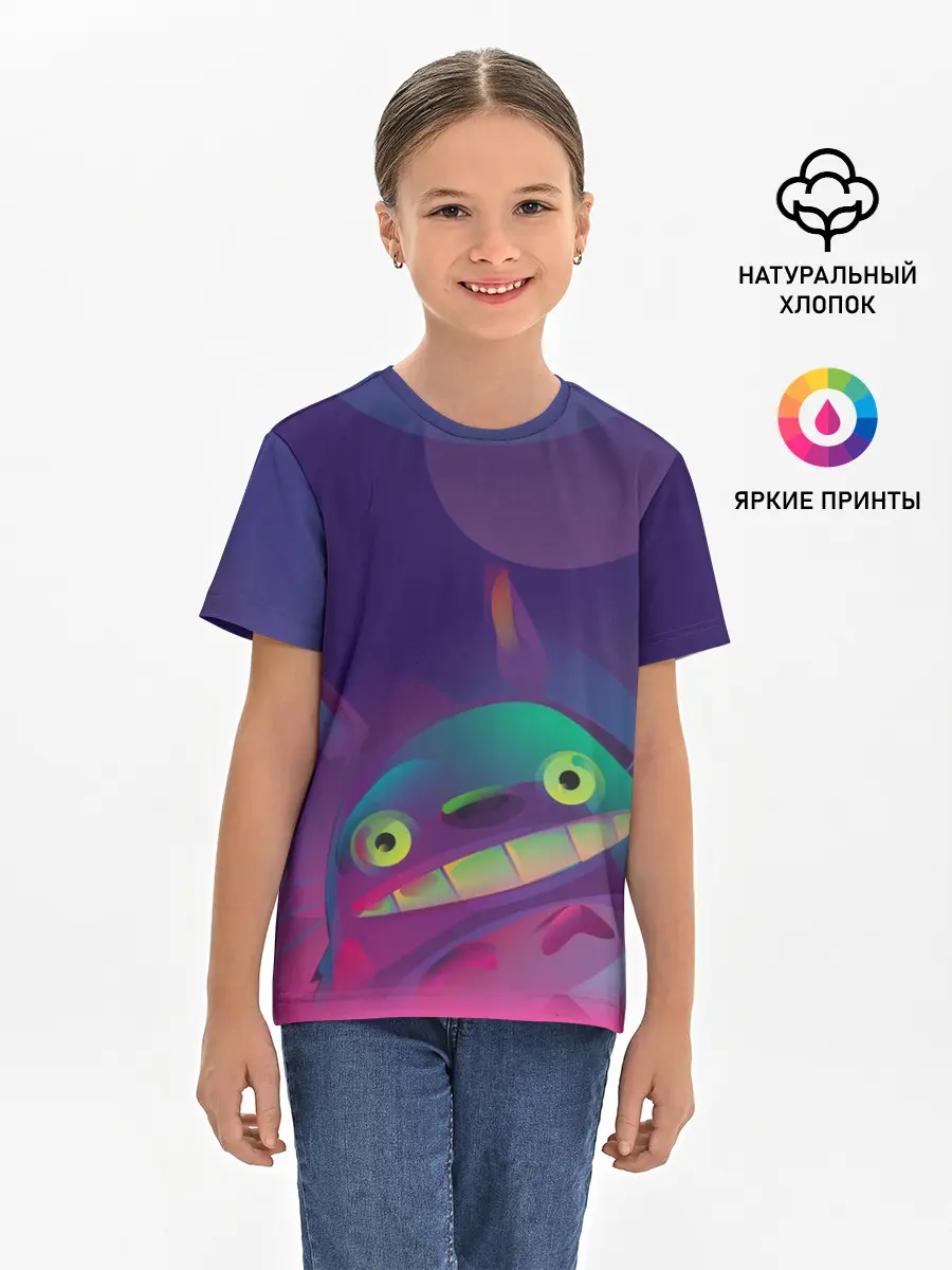 Детская базовая футболка / Тоторо выглядывает
