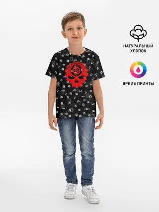 Детская базовая футболка / GEARS OF WAR | ПАТТЕРН | ШЕСТЕРЕНКИ