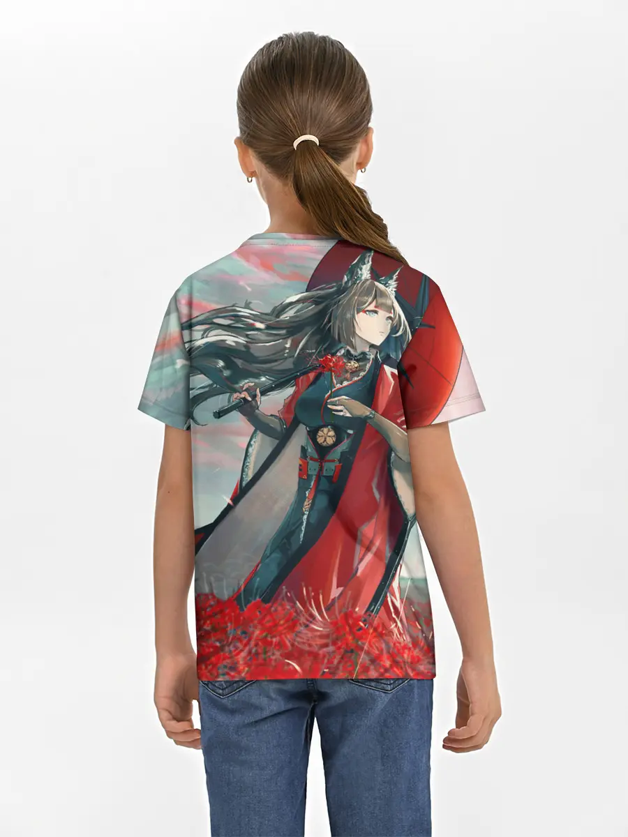 Детская базовая футболка / Azur Lane red flowers