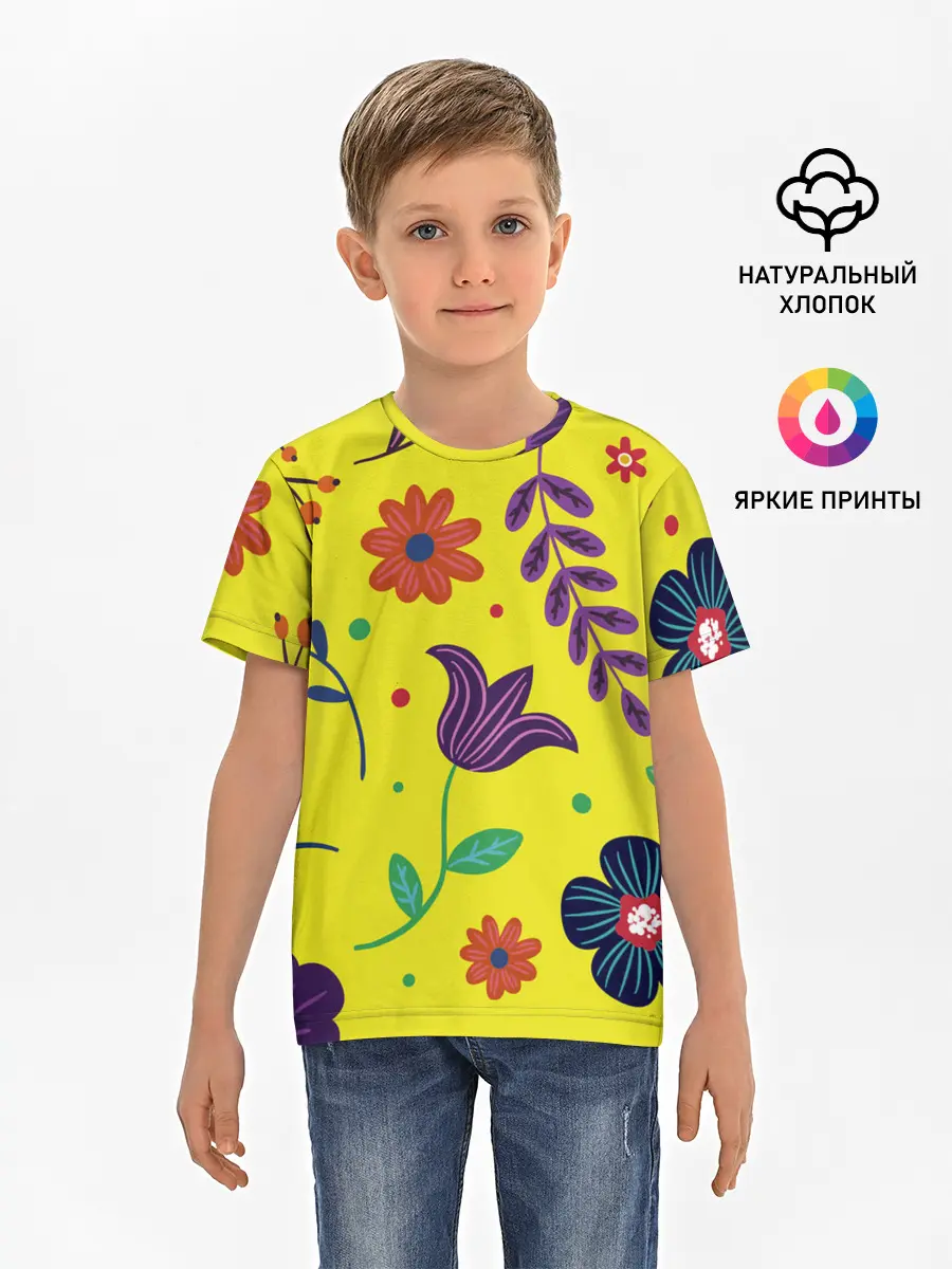 Детская базовая футболка / Цветочный микс