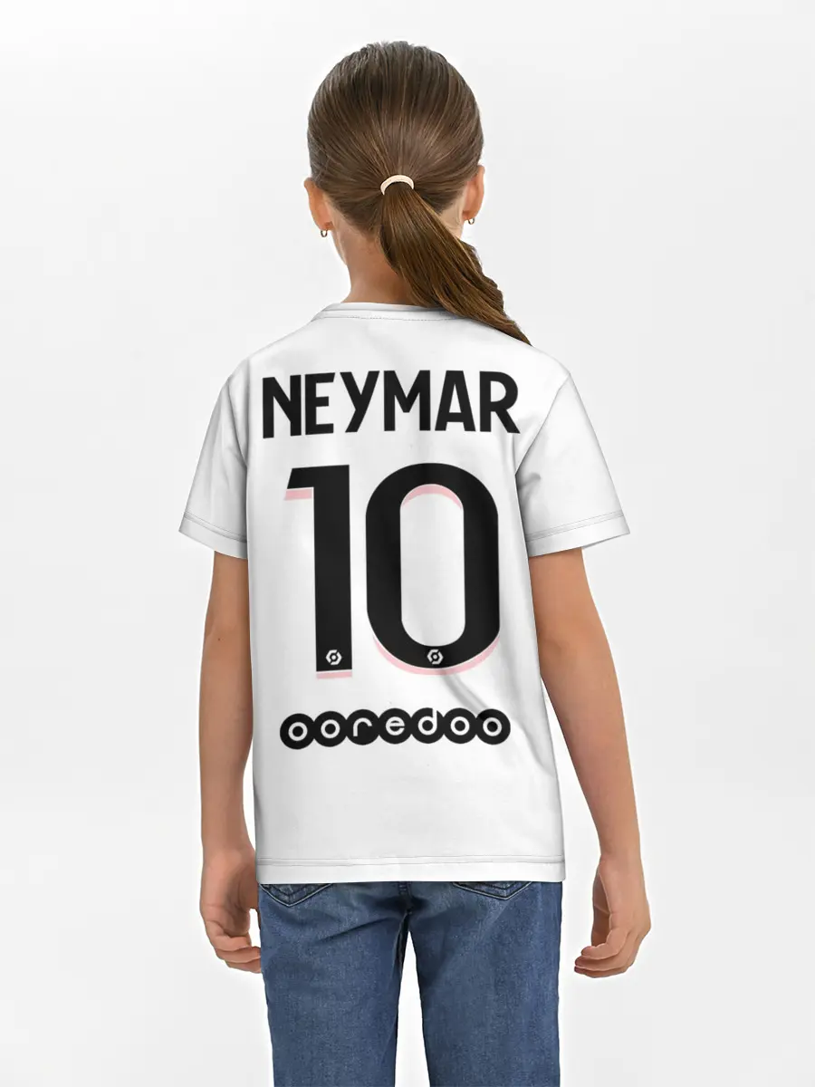 Детская базовая футболка / Неймар ПСЖ гостевая форма 2021/2022