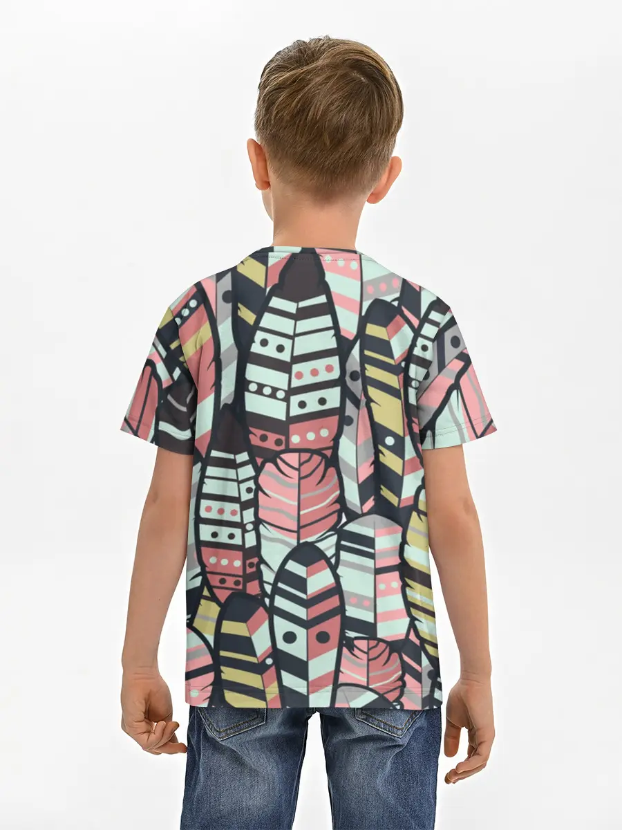 Детская базовая футболка / Индейские перья