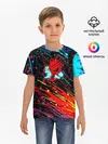 Детская базовая футболка / Cyberpunk 2077 Цветные брызги.