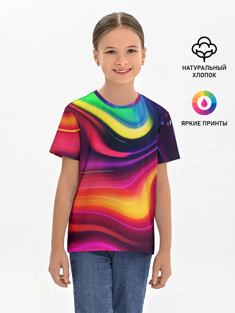 Детская базовая футболка / Неоновые пятна