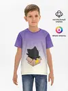 Детская базовая футболка / черный котенок в коробке