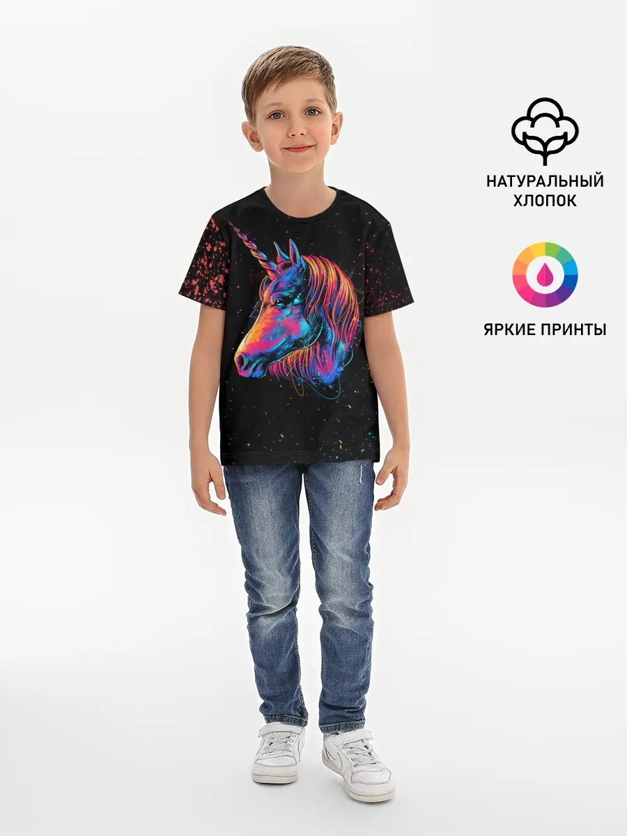 Детская базовая футболка / ЕДИНОРОГ | UNICORN RAINBOW