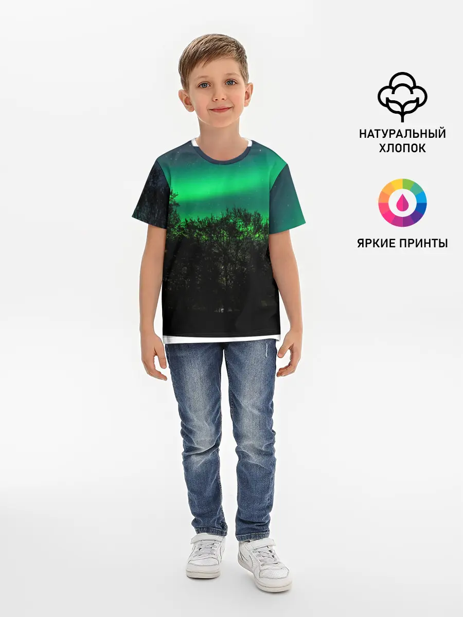 Детская базовая футболка / Северное сияние