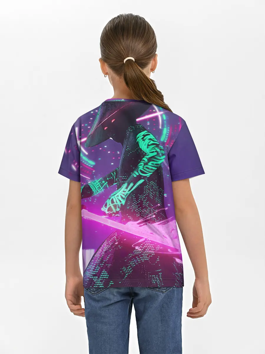 Детская базовая футболка / Неоновый Самурай