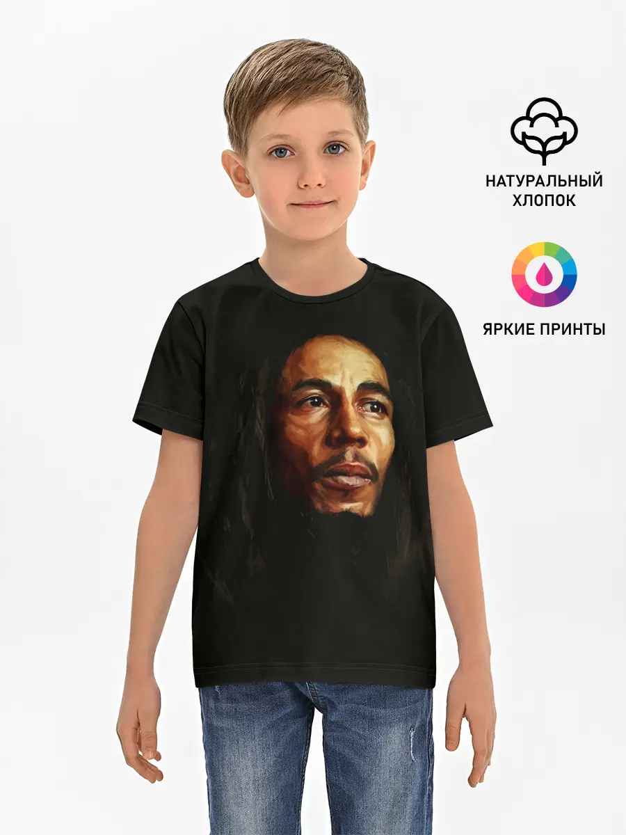 Детская базовая футболка / Bob Marley Art