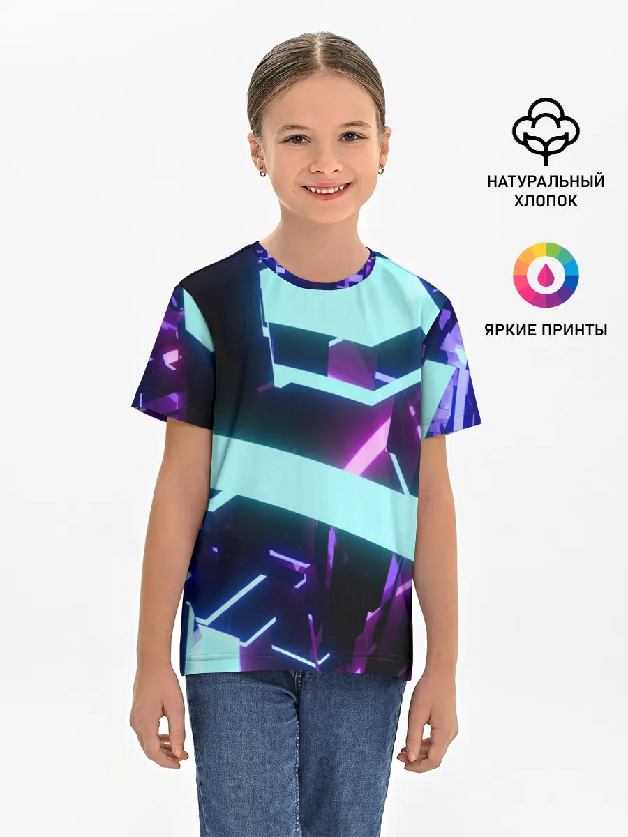 Детская базовая футболка / Blue Neons
