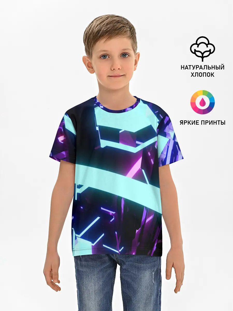 Детская базовая футболка / Blue Neons