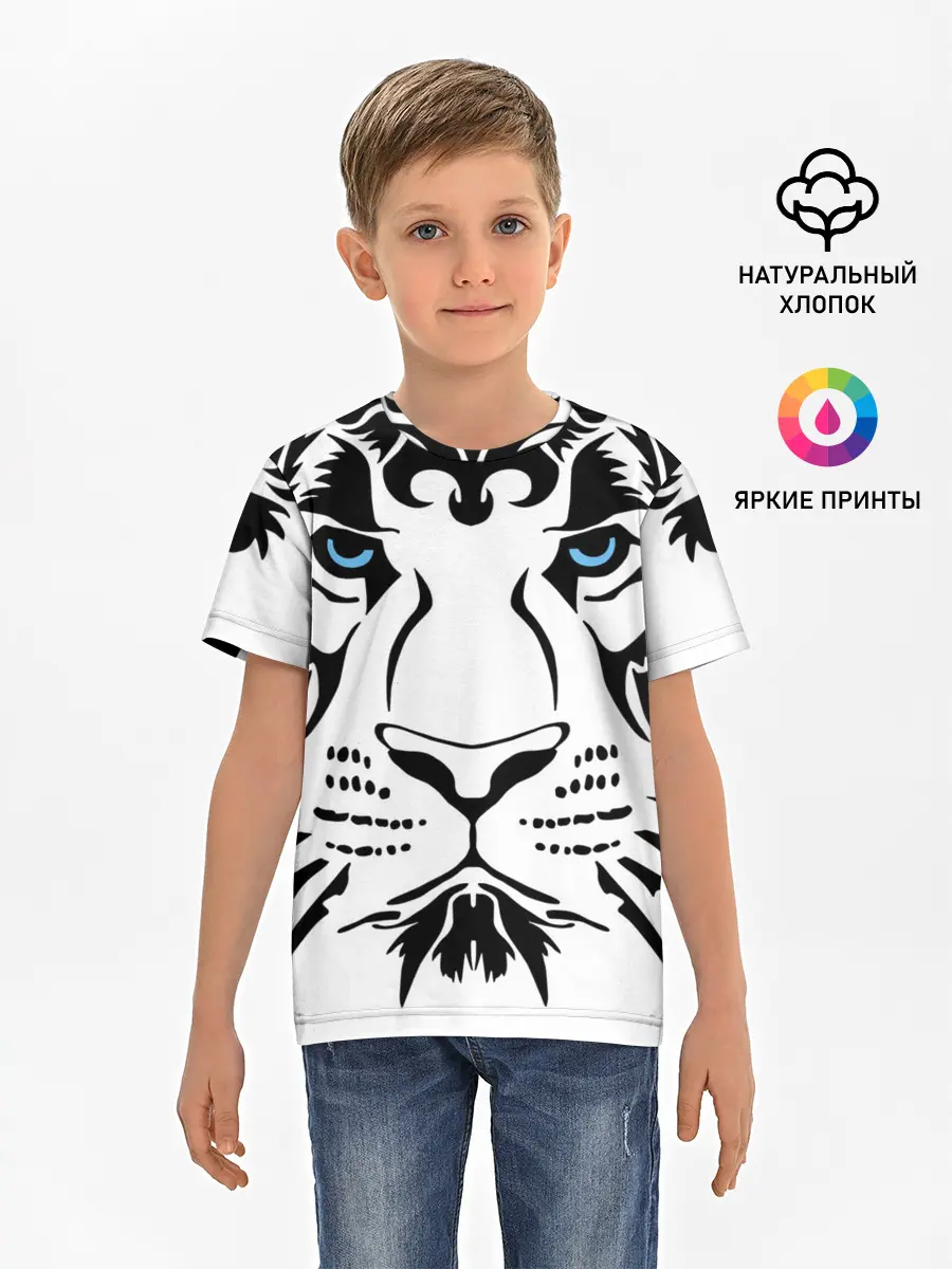 Детская базовая футболка / Водяной голубоглазый тигр