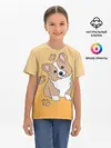 Детская базовая футболка / Персик Корги