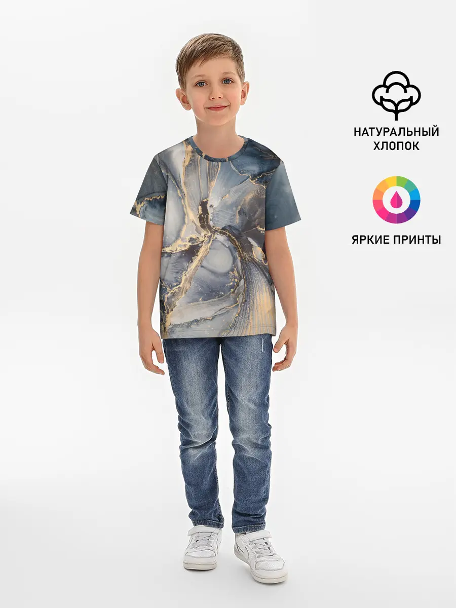 Детская базовая футболка / Fluid art ink mix