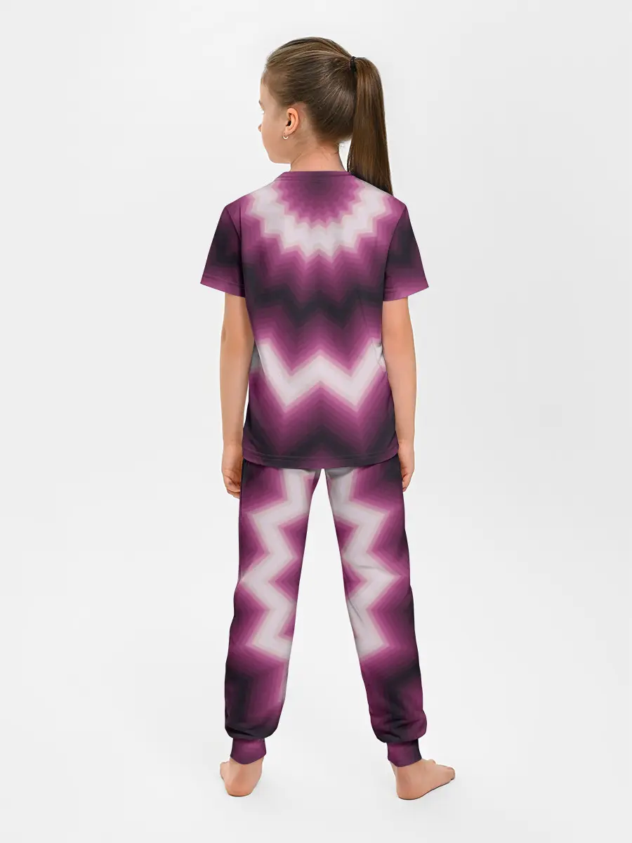 Детская пижама с брюками / Черно-пурпурный калейдоскоп