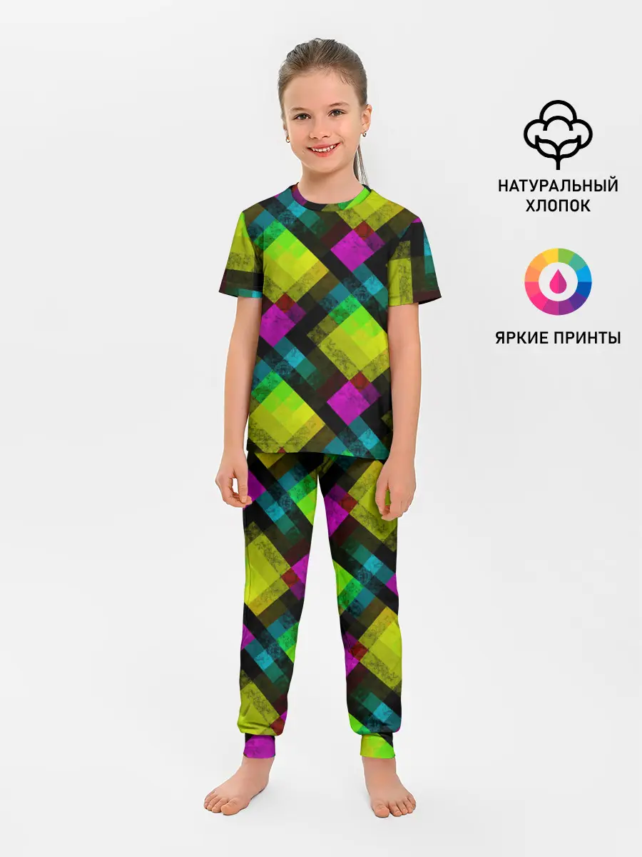 Детская пижама с брюками / Абстрактный разноцветный узор