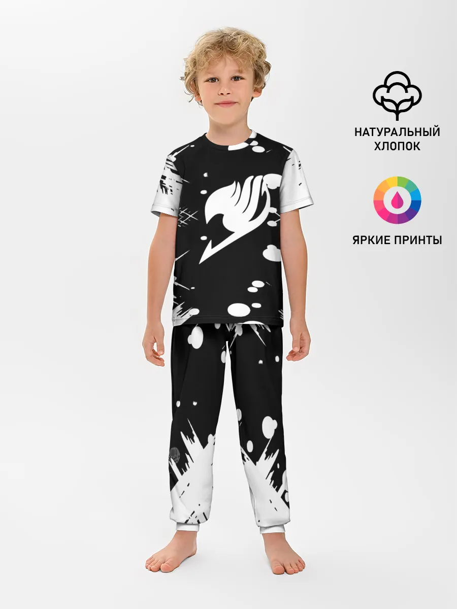 Детская пижама с брюками / Хвост Феи геометрия в чб