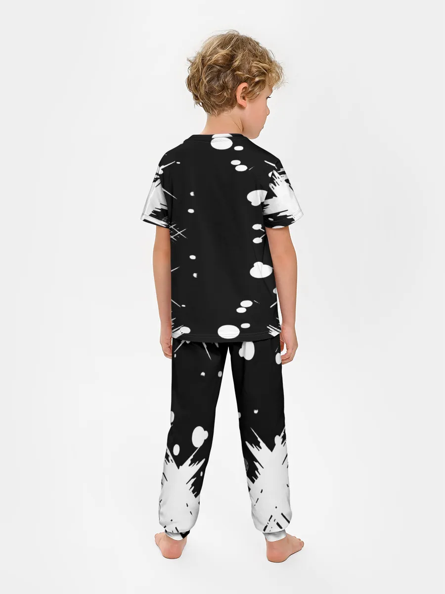 Детская пижама с брюками / Хвост Феи геометрия в чб