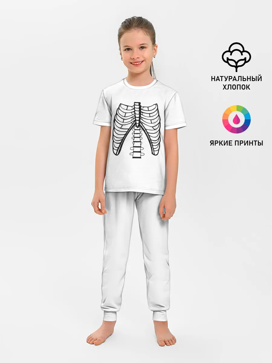 Детская пижама с брюками / ребра скелета
