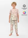 Детская пижама с брюками / Летний узор цветы птичка