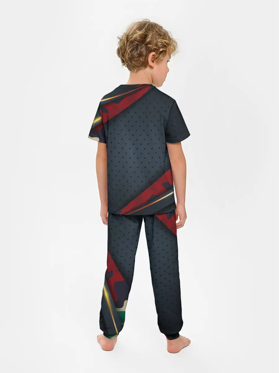 Детская пижама с брюками / 3D Dark red & black
